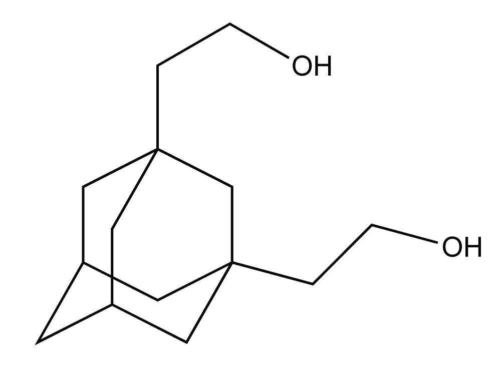 scheme:Tricyclo[3,3,1,1(3,7)]decane-1,3-diethanol, 1,3-Bis(2-hydroxyethyl)adamantane
